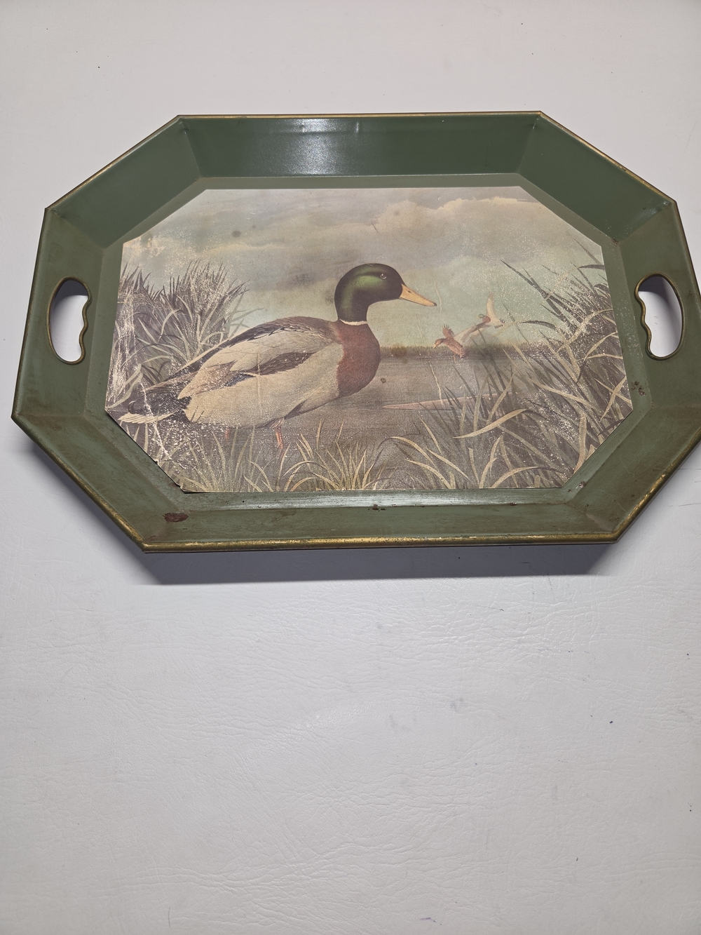 Mid Century Nashco Scranton PA Metal Mallard Duck Tole Tray Large VINTAGE